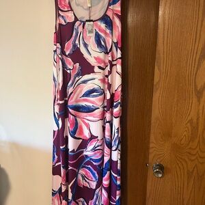 24Seven Floral Sleeveless Maxi Dress - Pink and Blue NWT